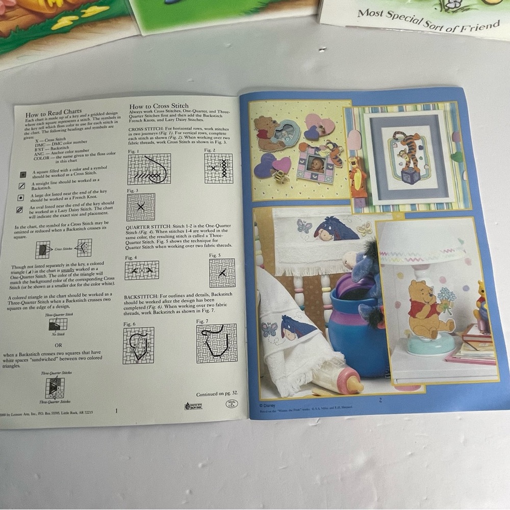 Art To Sew Disney Classic Pooh Quilt Craft 3 Squares Pooh Baby Cross Stitch Book - Picture 13 of 15